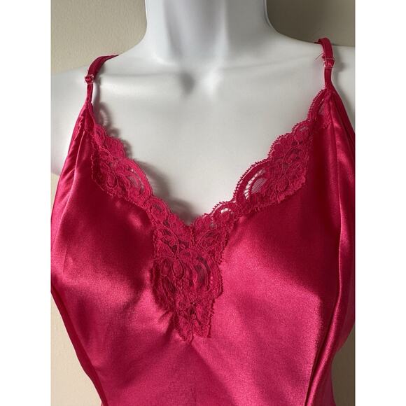 VTG Victorias Secret Y2K Satin Babydoll Slip Dress S Pink lace trim Coquette - Picture 3 of 13